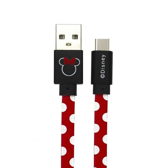 Cabo USB ligação Tipo C - Minnie Vermelho - Disney